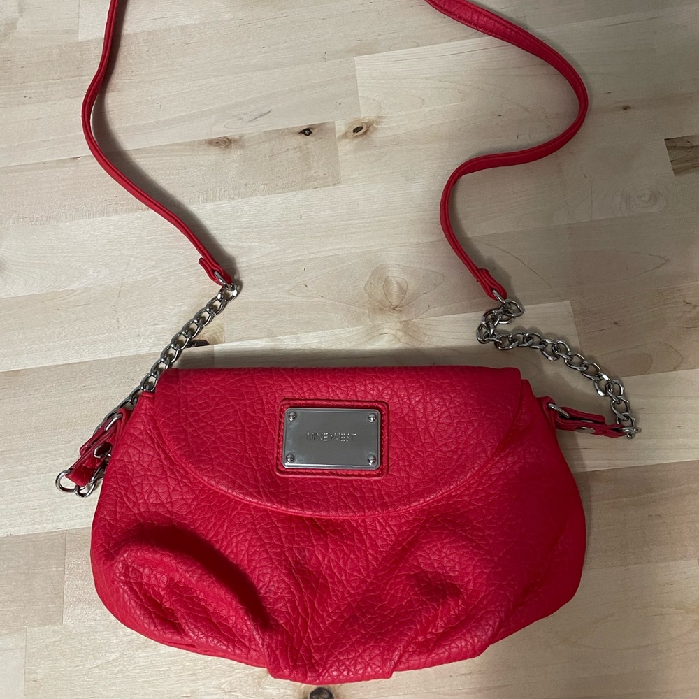 Red leather crossbody purse